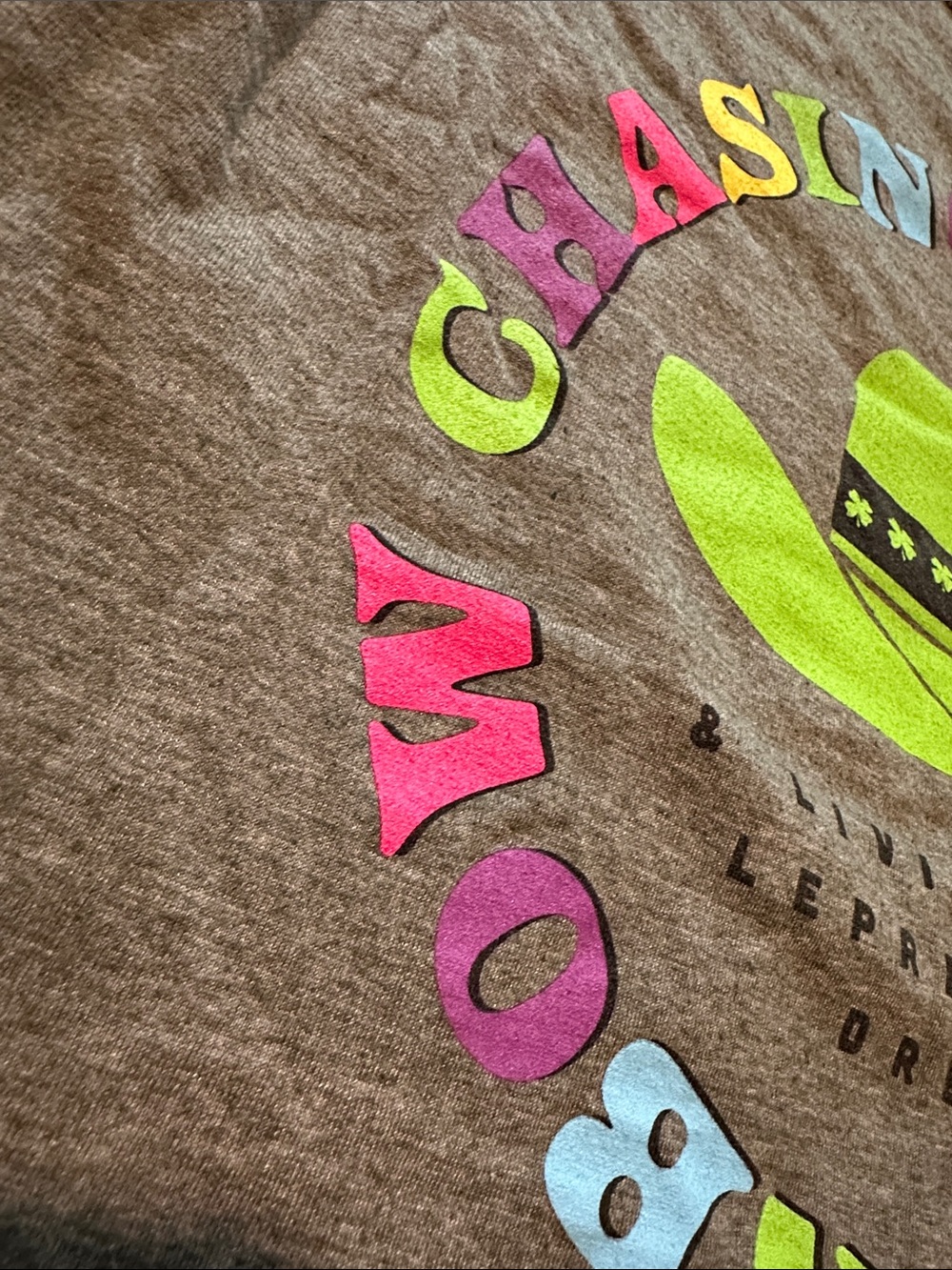 Oliver & Otis Women's Short Sleeve Tee - Olive with Neon Rainbow Graphic - Picture 2 of 4